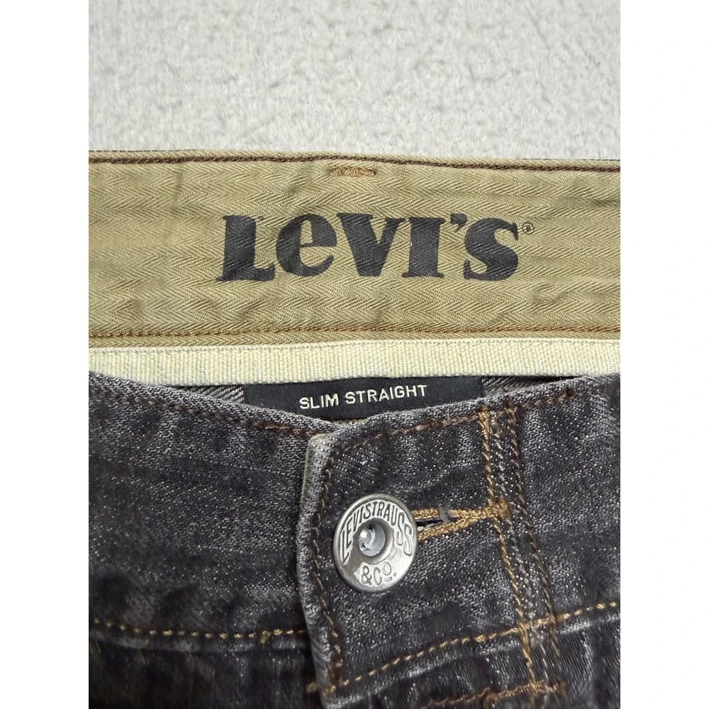 Levi's Slim Straight Jeans Mens W36 L32 Black Y2K Flap Pocket Denim Pants